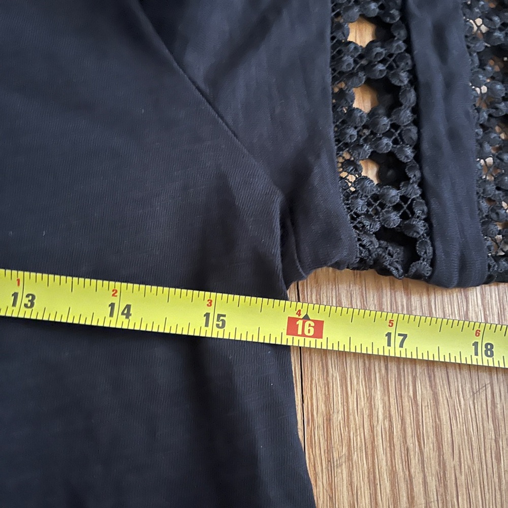 Sezane Hortense Black Top with Lace Sleeves Small NWOT - Picture 4 of 4